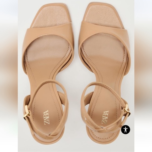 ZARA Nude Ankle Strap High Heel Sandals 38/8 - Picture 4 of 9